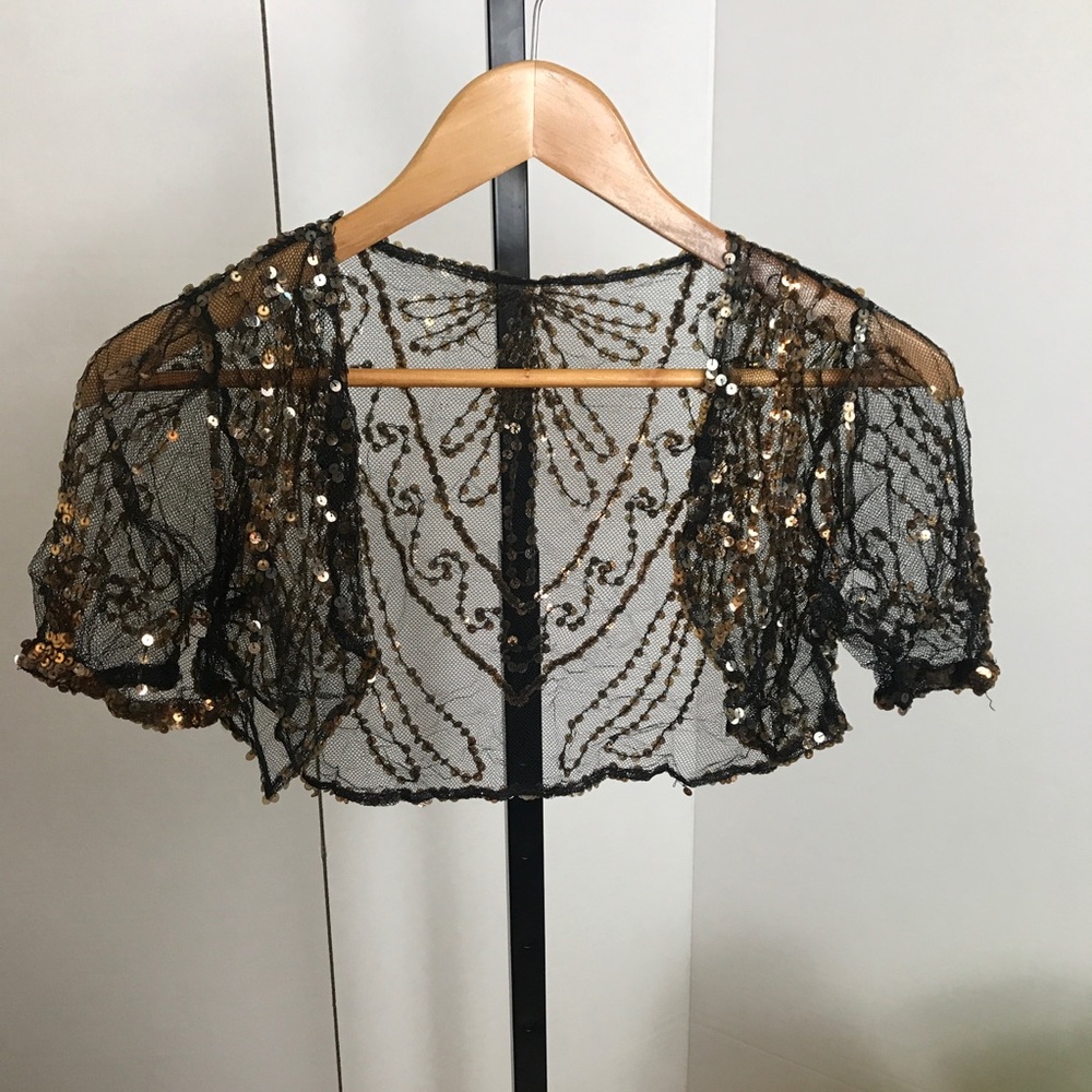 Black & Gold Sheer Sequins Shrug